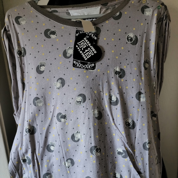 NWT - Harajuku Lovers by Gwen Stefani - Cap Sleeve Grey T-Shirt - Picture 7 of 9